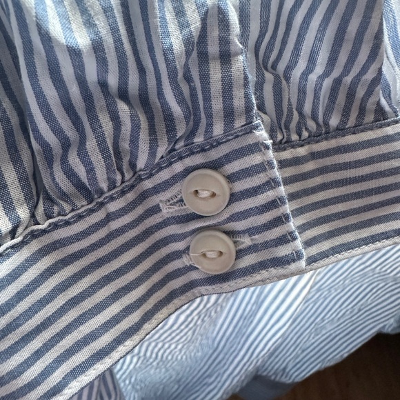 Madewell Light Blue/White Pin Stripe Wrap Blouse - Picture 6 of 8